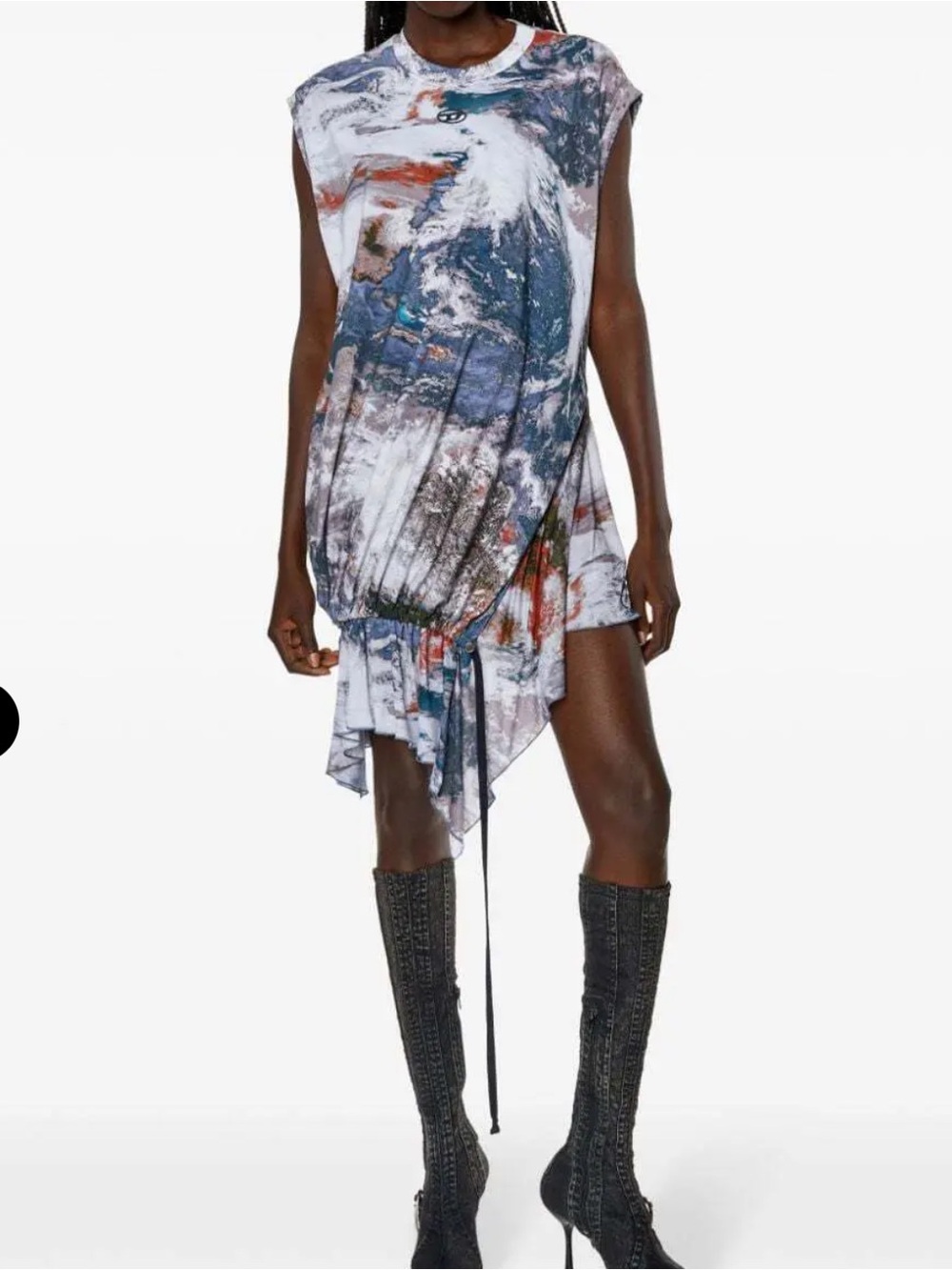 Diesel D-ROLLETTY-NW-L1 Planet Print Asymmetrical Dress